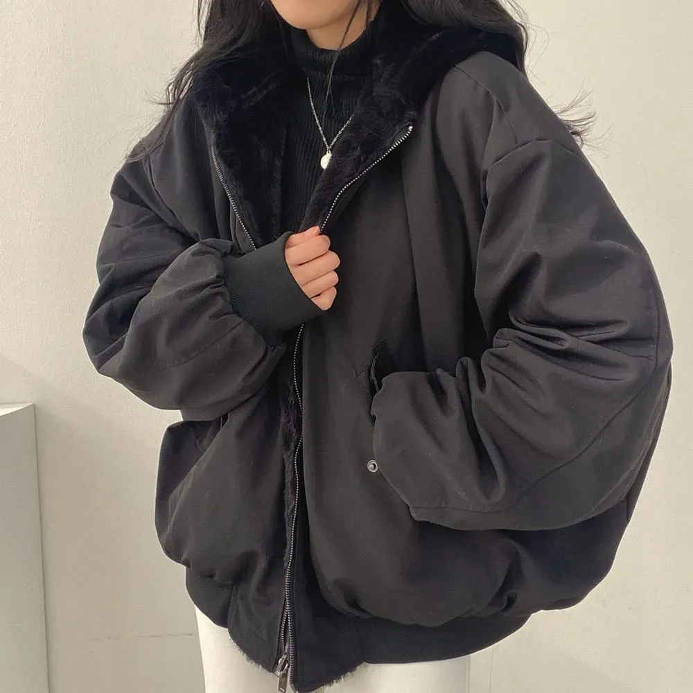 Two-Way Sherpa-Lined Bomber Jacket for Women