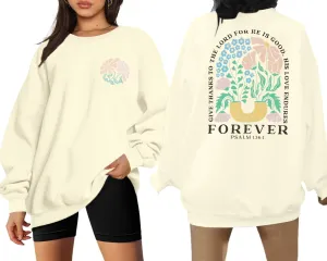 UNIQUEONE Christian Sweatshirt Women Jesus Sweatshirts: Bible Verse Shirts Floral Religious Graphic Loose Fit Pullover Tops Apricot