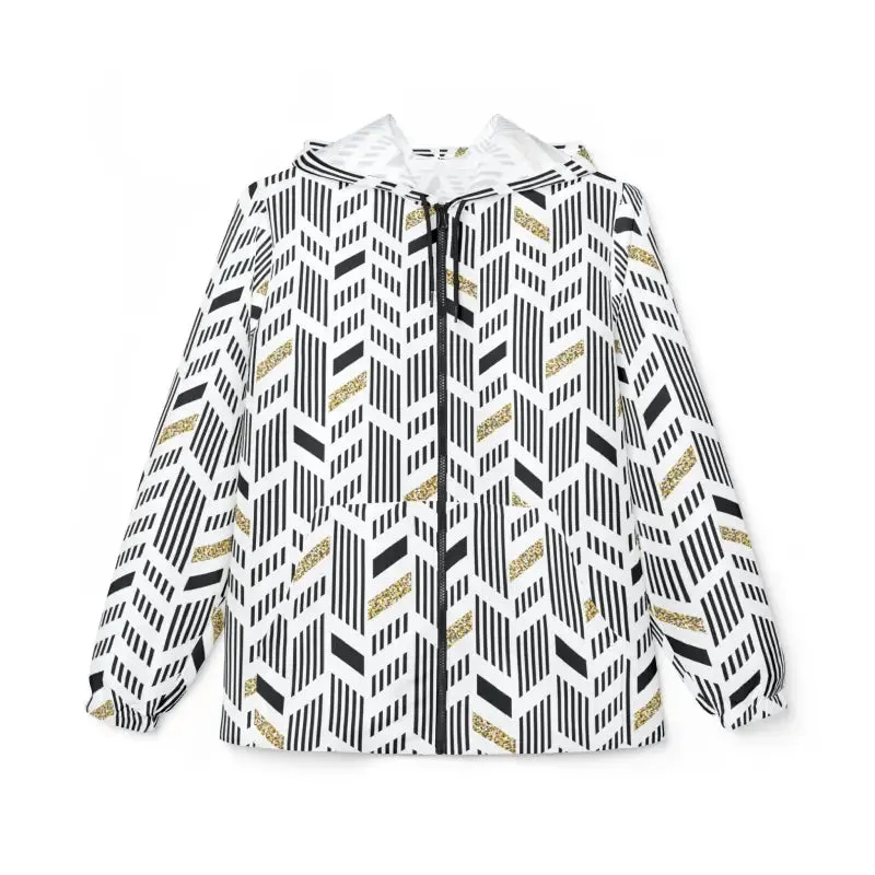 Unisex Windbreaker Jacket with Yellow Geometric Pattern