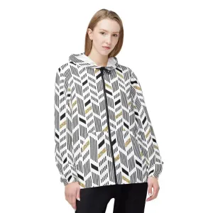 Unisex Windbreaker Jacket with Yellow Geometric Pattern
