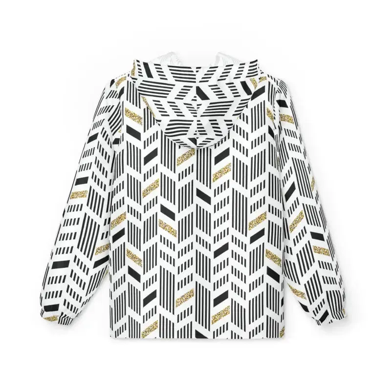 Unisex Windbreaker Jacket with Yellow Geometric Pattern