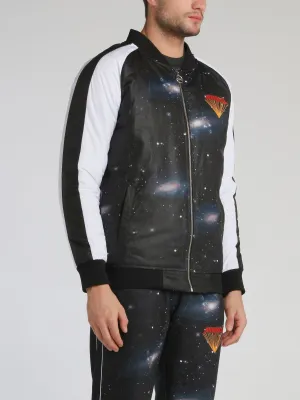 Universe Print Raglan Bomber Jacket