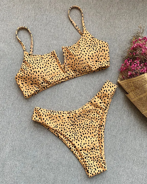 V Wired Leopard Bikini Sets