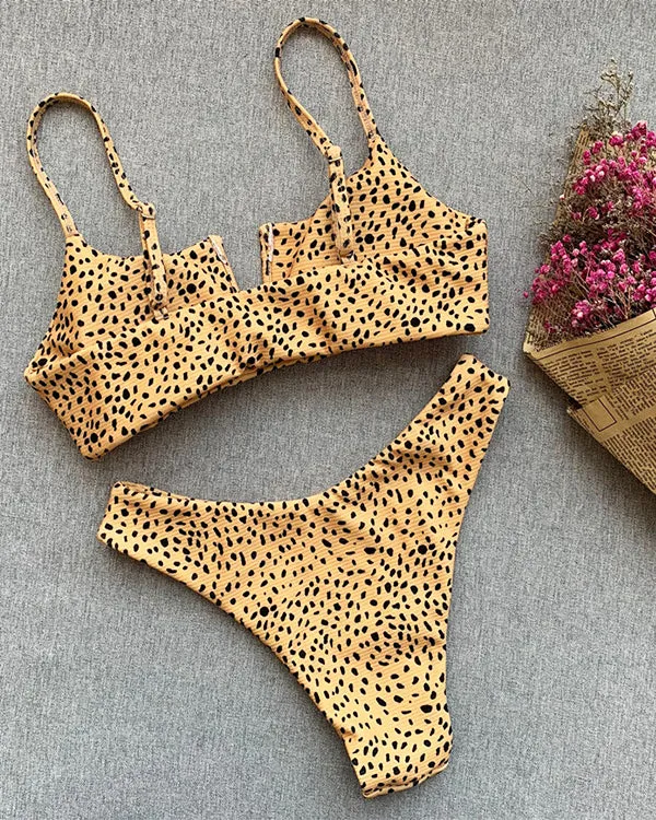 V Wired Leopard Bikini Sets