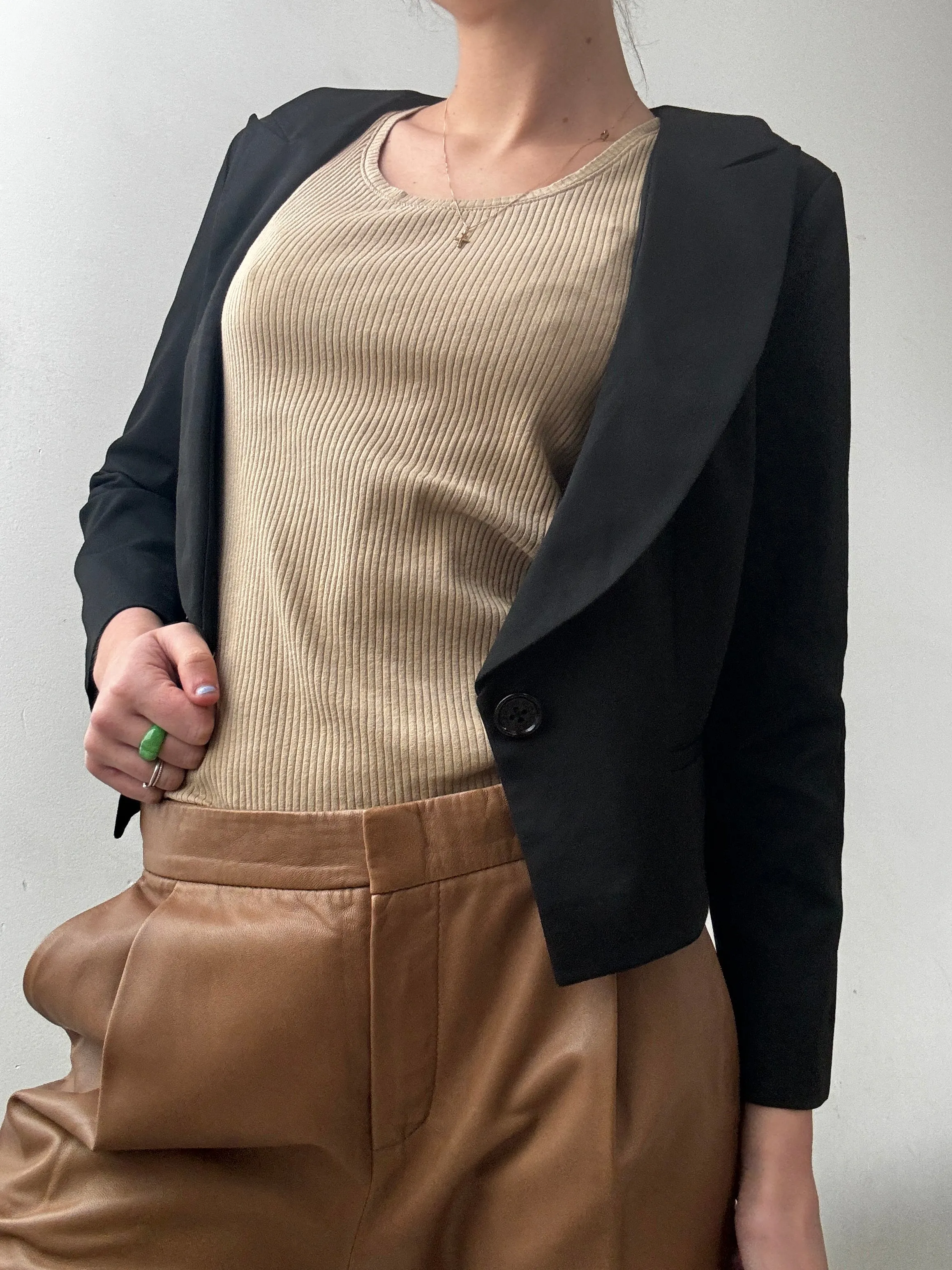 Vintage Designer Cropped Black Blazer