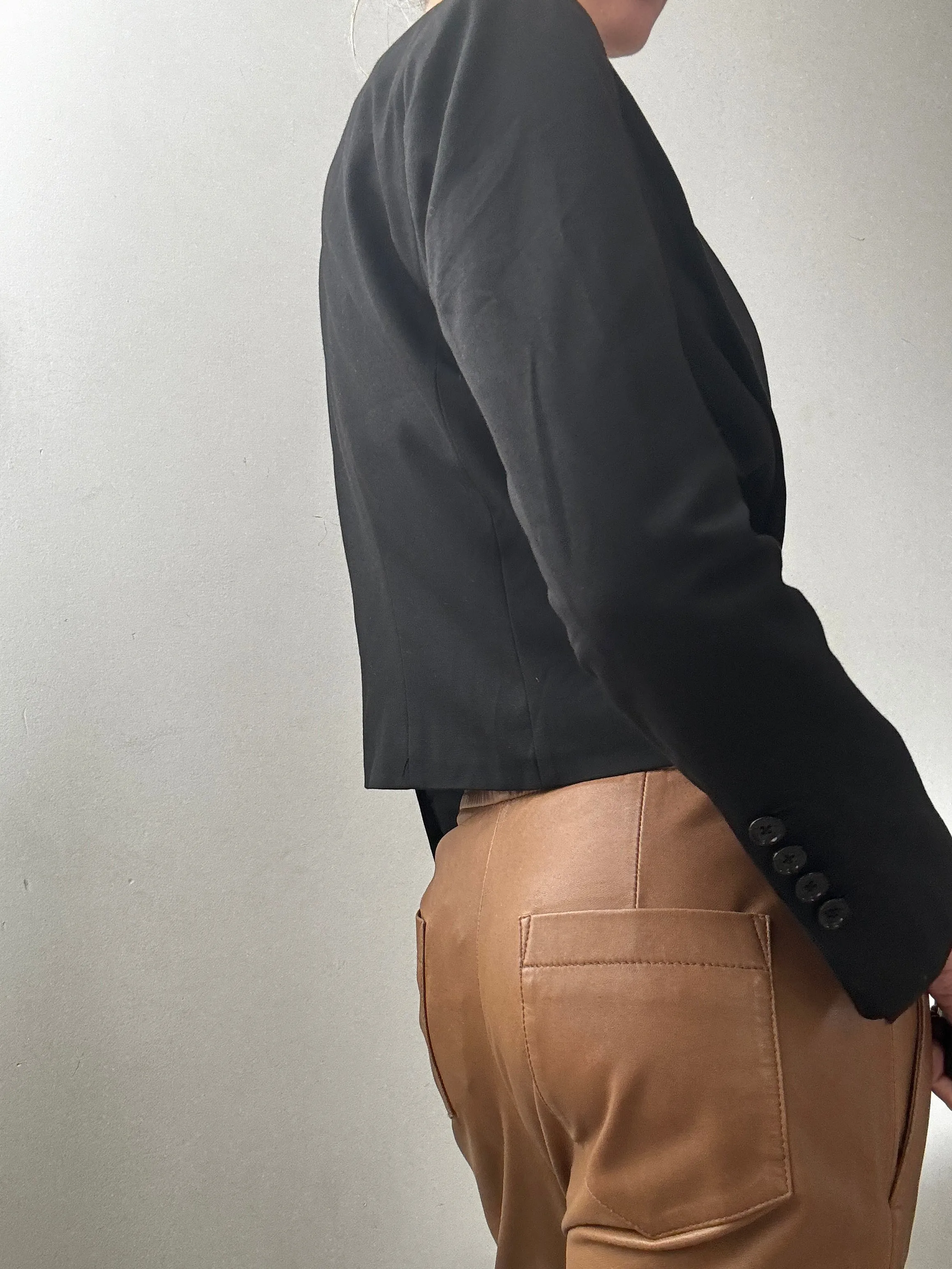 Vintage Designer Cropped Black Blazer