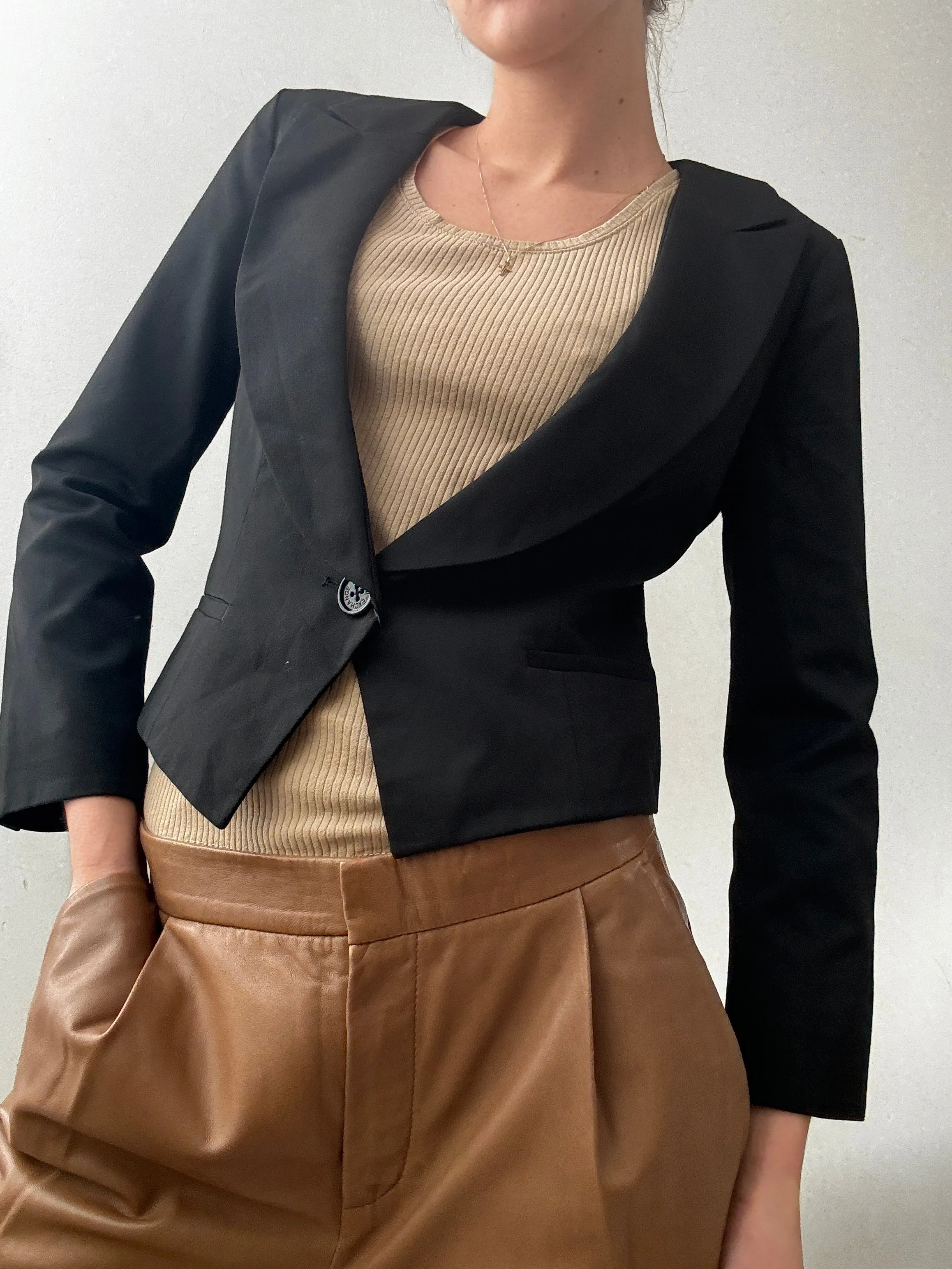 Vintage Designer Cropped Black Blazer