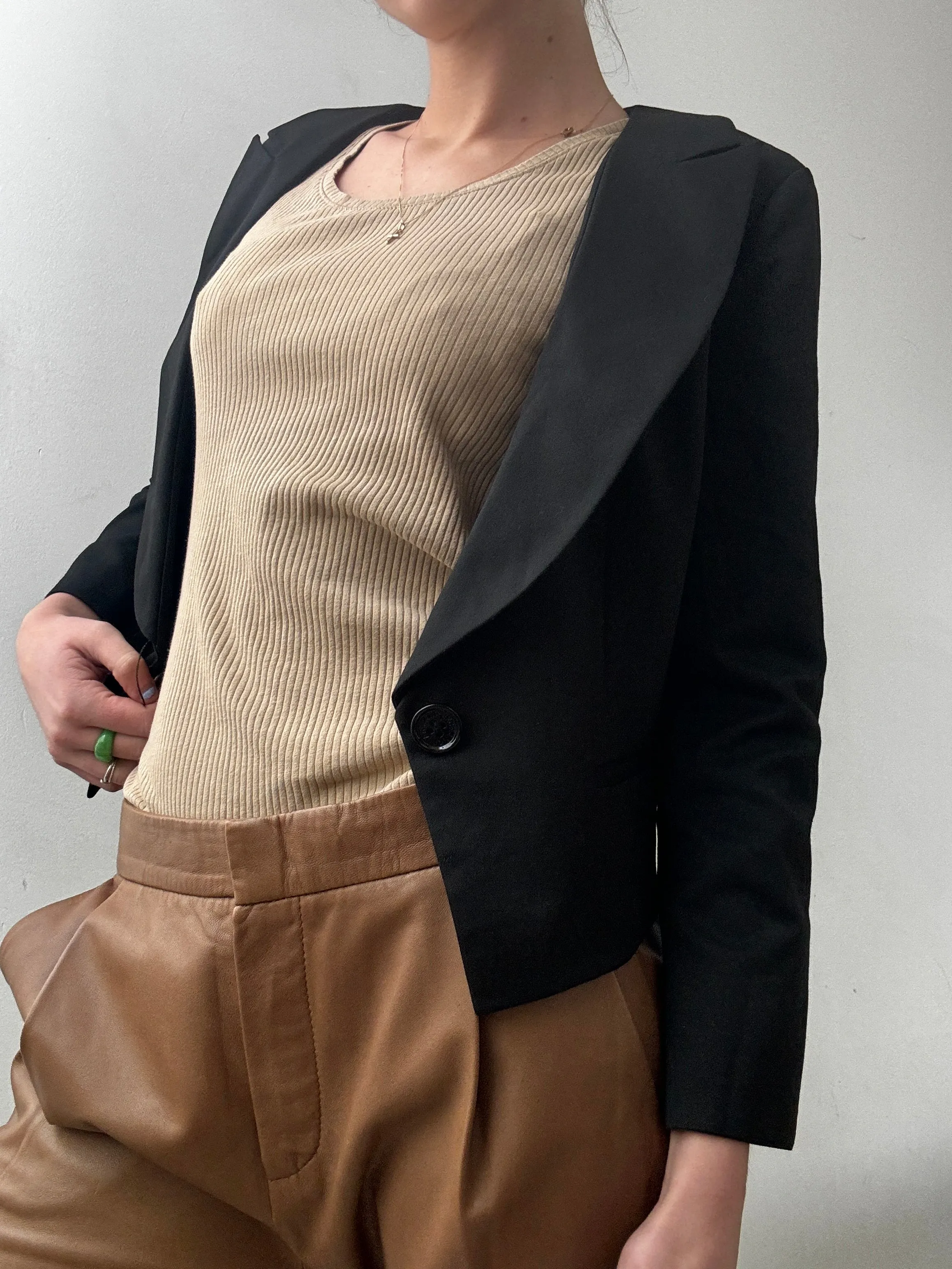 Vintage Designer Cropped Black Blazer