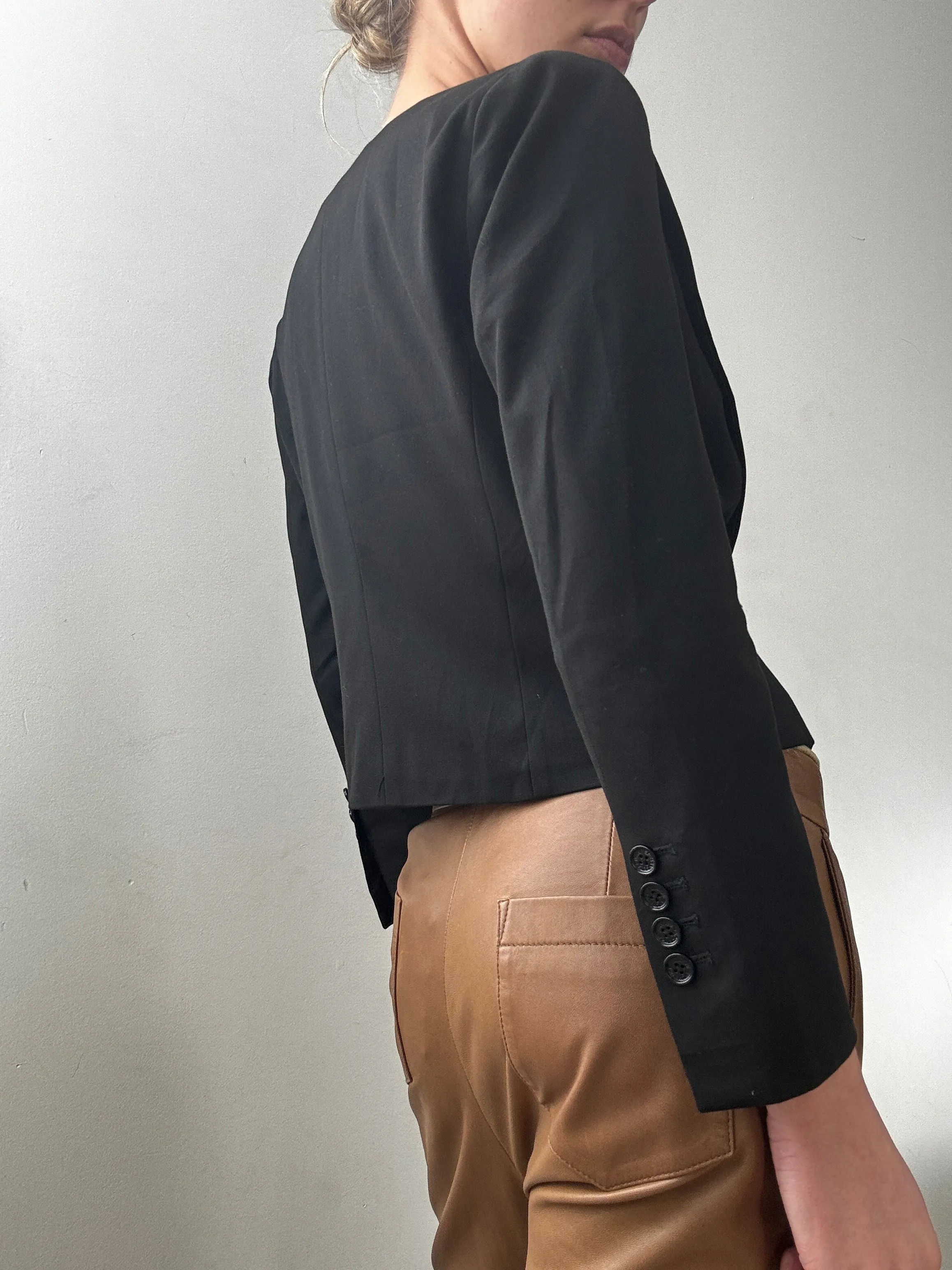 Vintage Designer Cropped Black Blazer