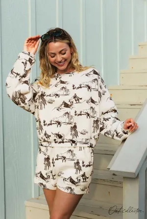 Western Sweatshort/Sweatshirt Matching Set