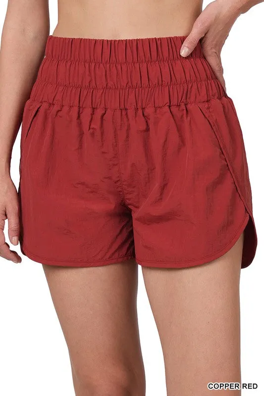 Windbreaker Smocked Waistband Running Shorts