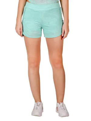 Women Aqua Green Polyester Solid Slim Fit Shorts - ADVENTURE SHORT-AQ