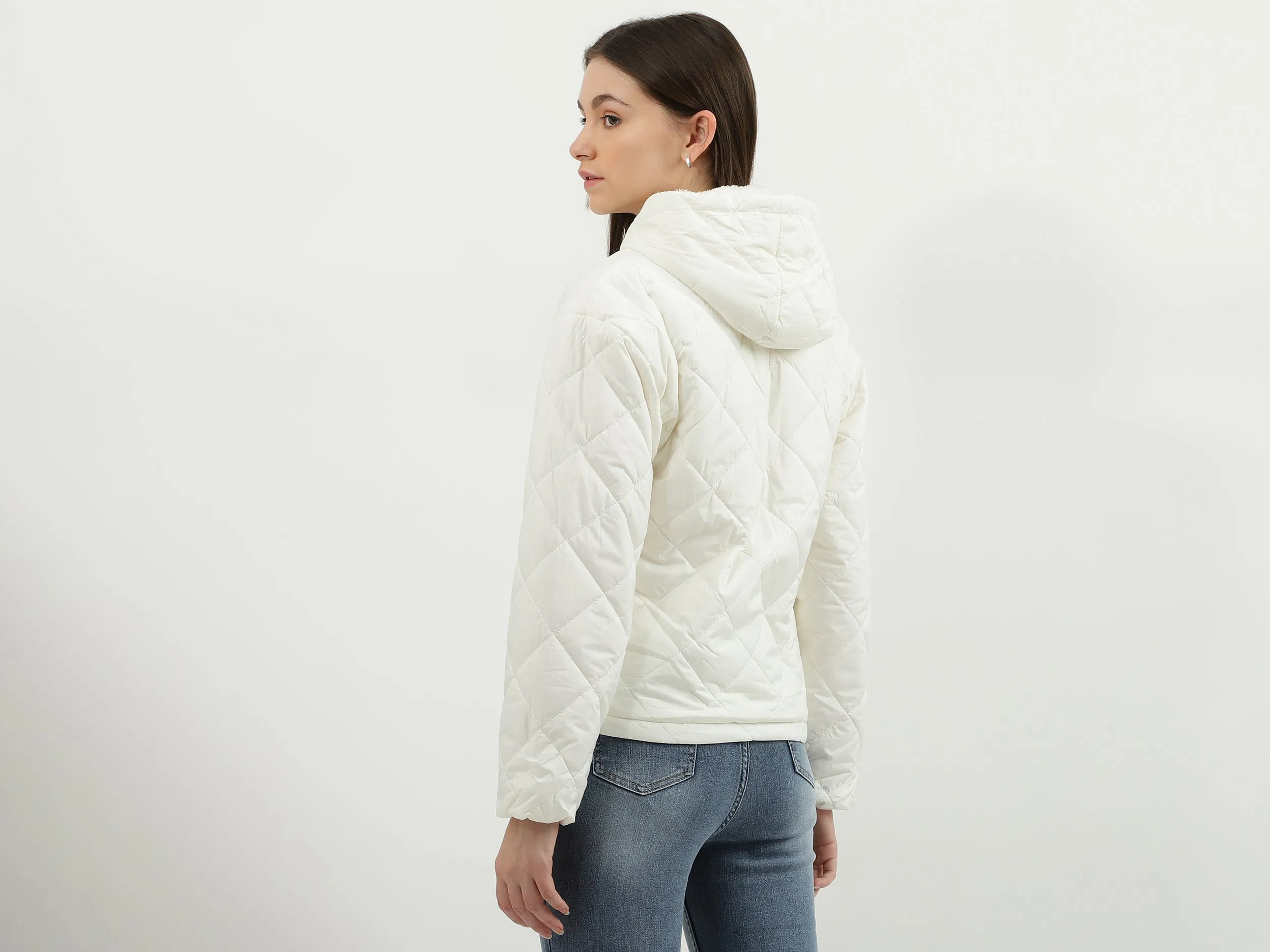 Women Quilted Hooded Neck Jacket