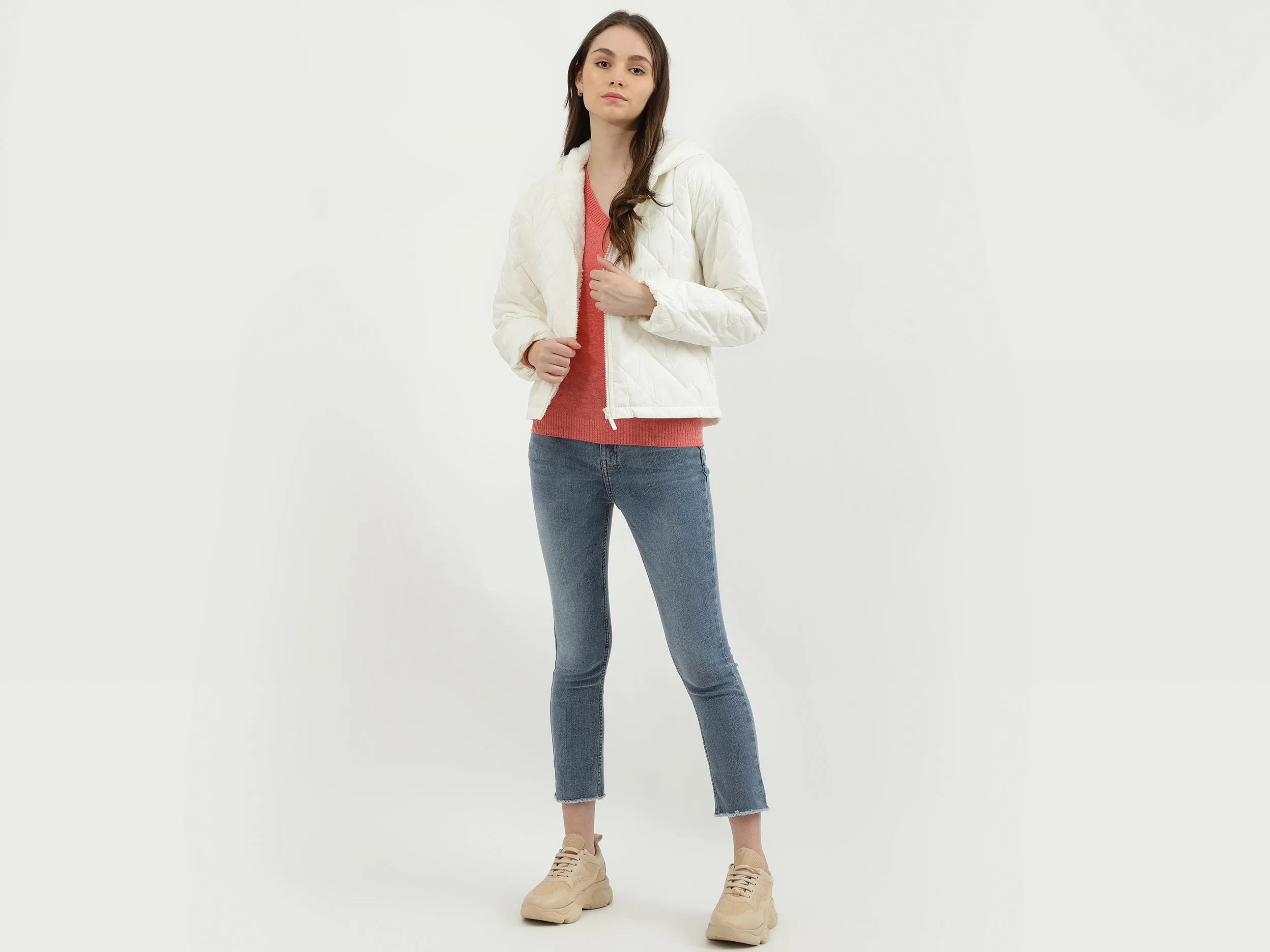 Women Quilted Hooded Neck Jacket