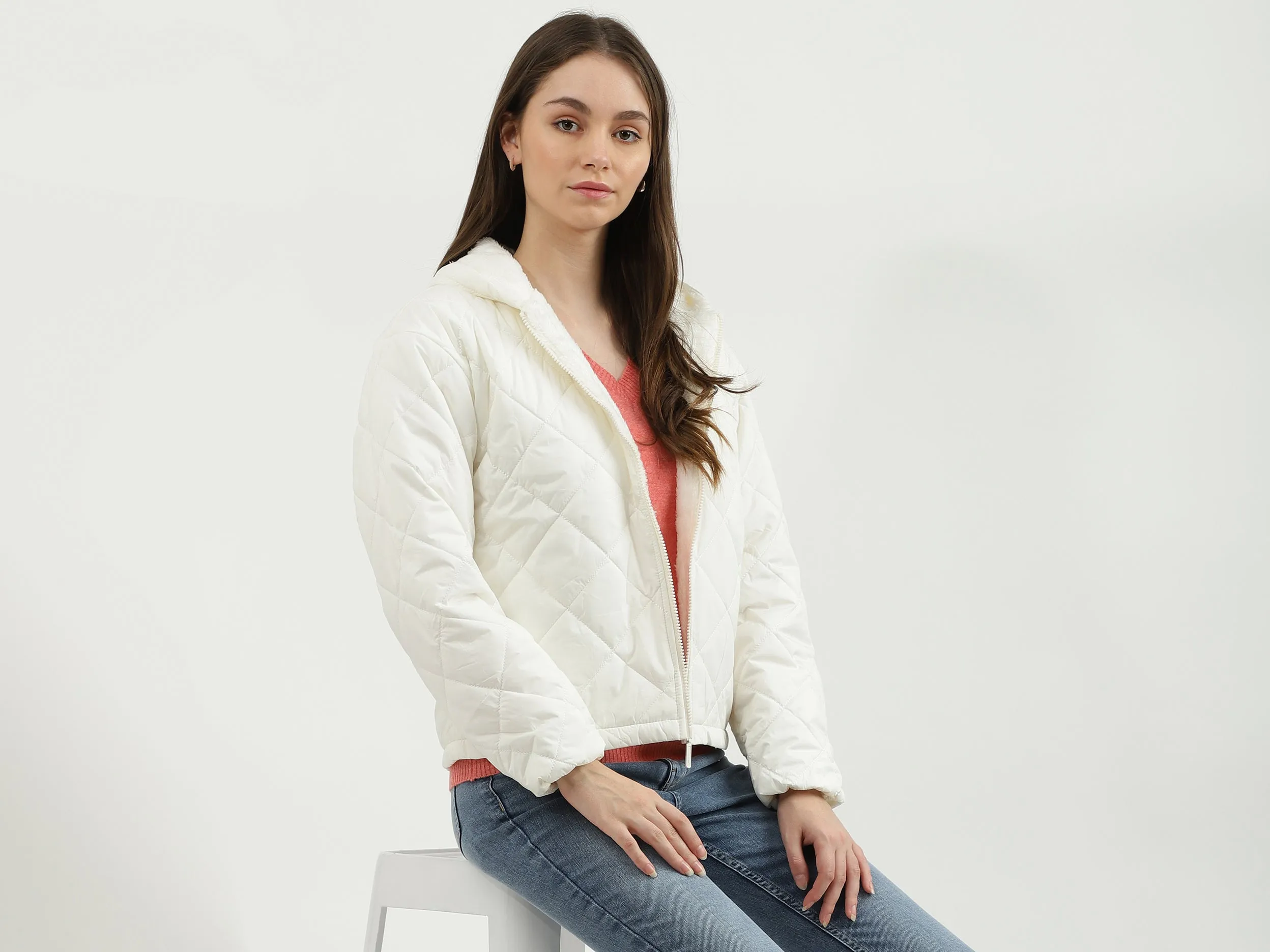 Women Quilted Hooded Neck Jacket