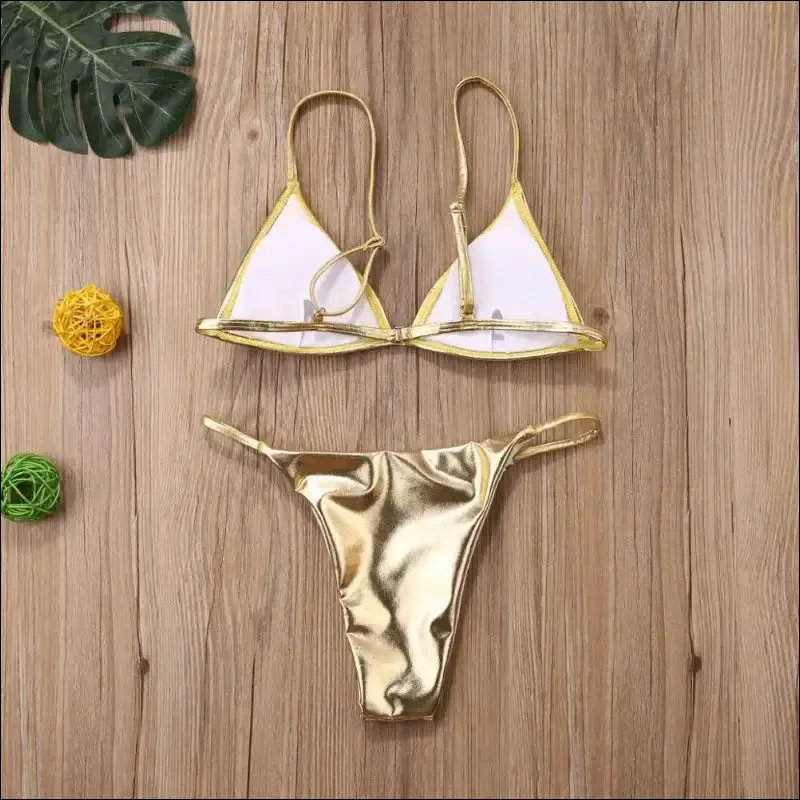 Women sexy thong bikini set silver gold sequinis biquini swimwear 2020 summer push up padded bra