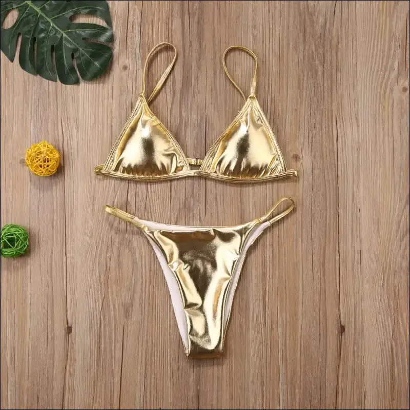 Women sexy thong bikini set silver gold sequinis biquini swimwear 2020 summer push up padded bra