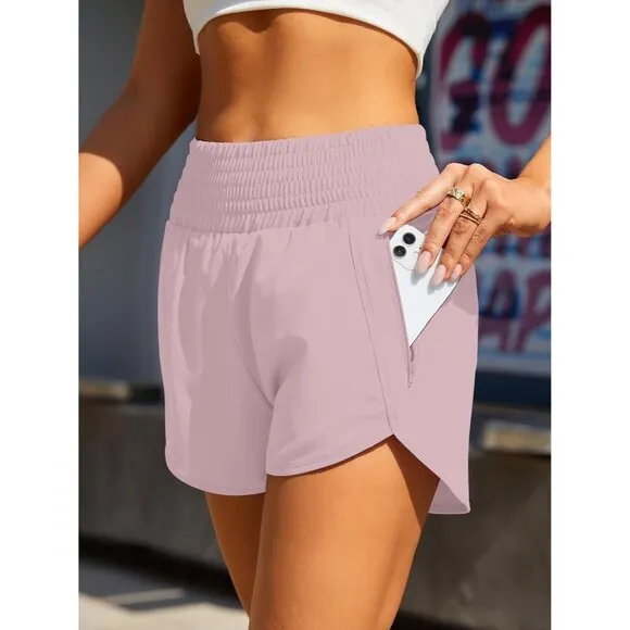 Women's Athletic Shorts High Waisted Running Shorts Pocket Sporty Short Gym