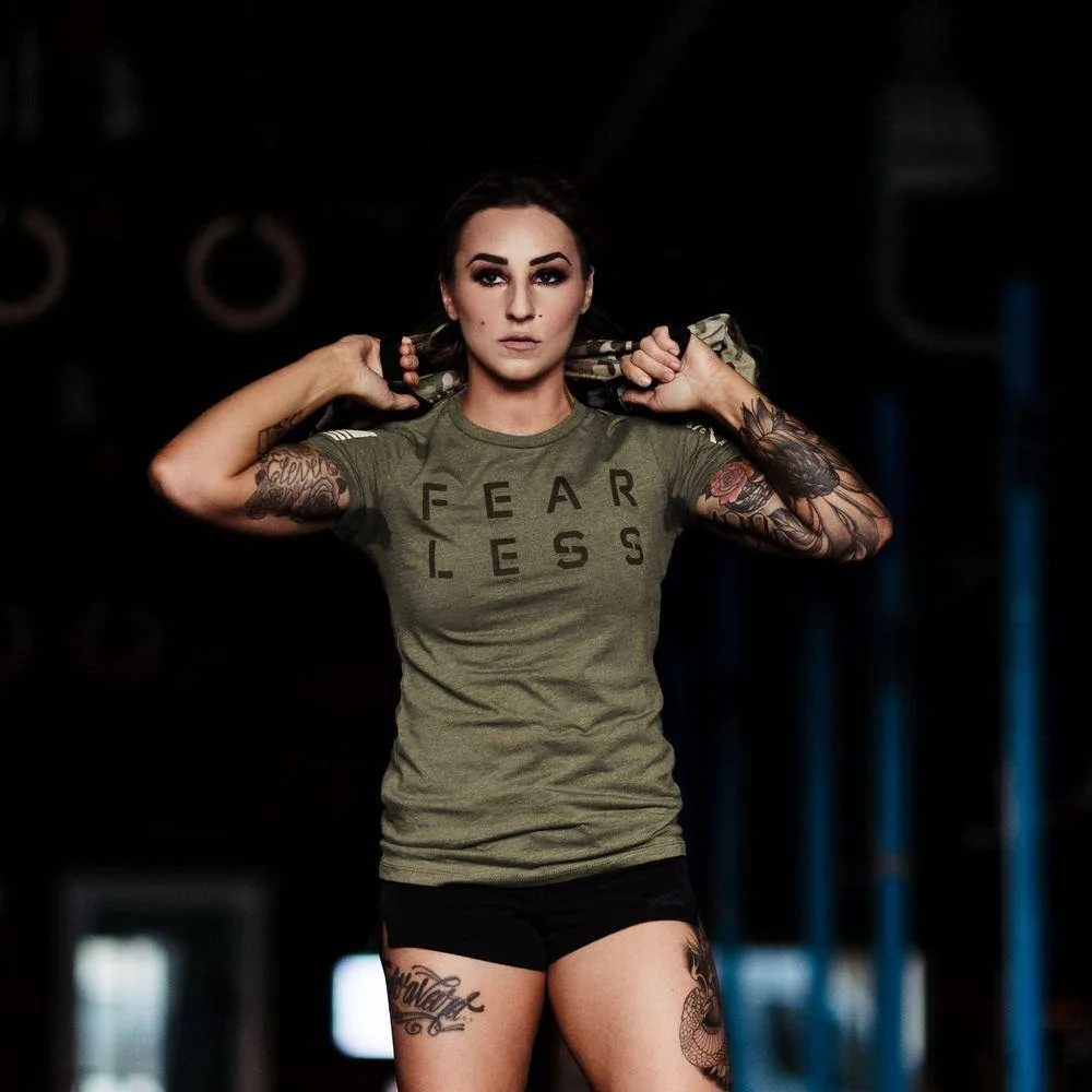 Women's Fear Less Training T-Shirt- Military Green