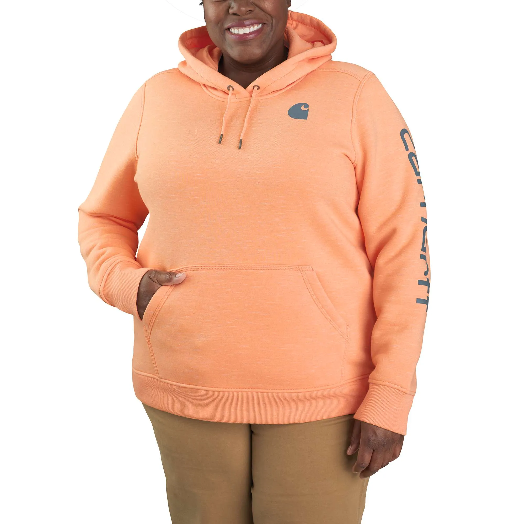 Women's Relaxed Fit Midweight Logo Sleeve Graphic Hoodie