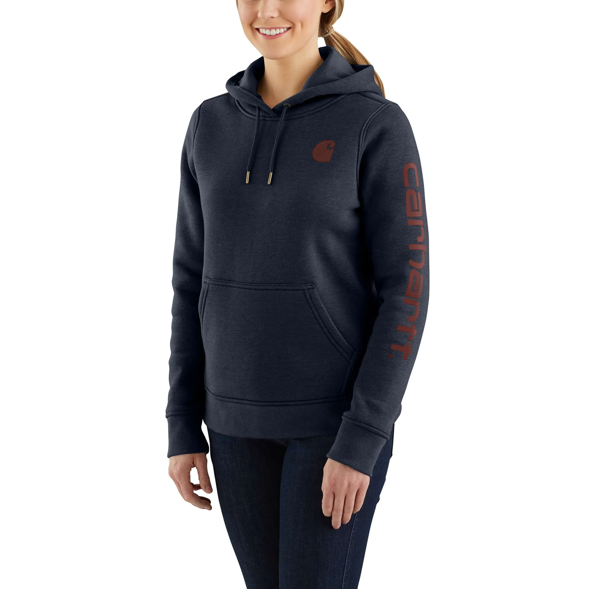 Women's Relaxed Fit Midweight Logo Sleeve Graphic Hoodie