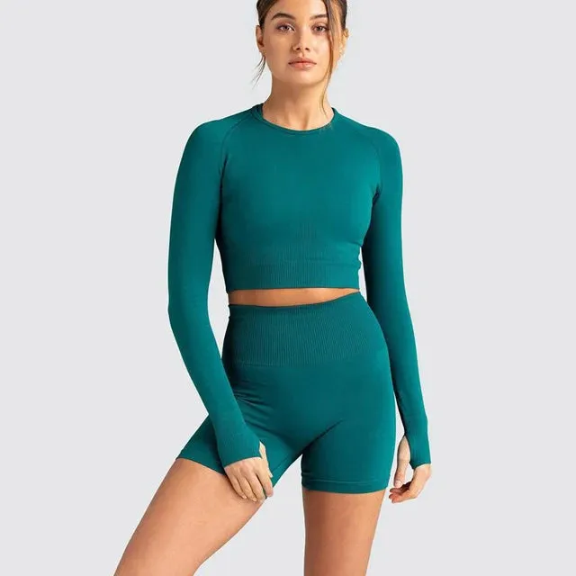Women's Seamless Yoga Set Tracksuits - Workout Gym Clothing