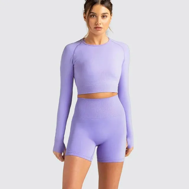 Women's Seamless Yoga Set Tracksuits - Workout Gym Clothing