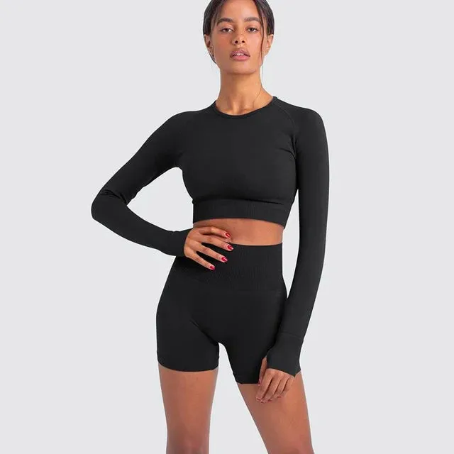 Women's Seamless Yoga Set Tracksuits - Workout Gym Clothing