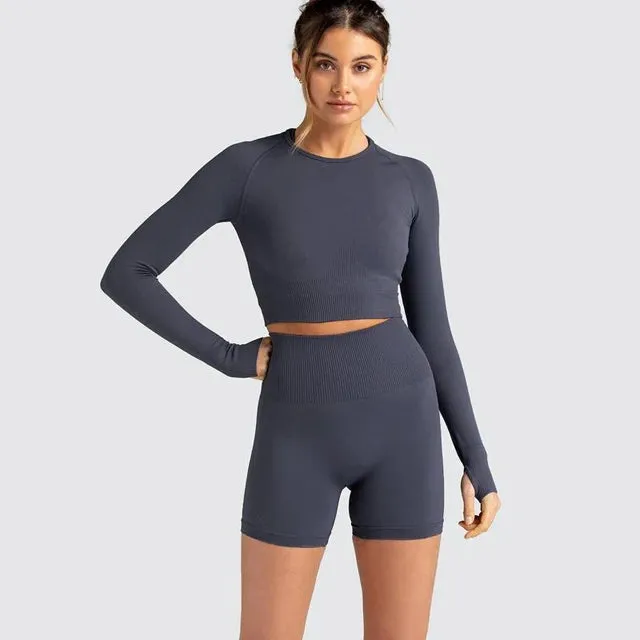 Women's Seamless Yoga Set Tracksuits - Workout Gym Clothing