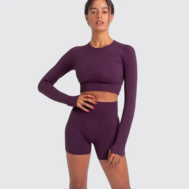 Women's Seamless Yoga Set Tracksuits - Workout Gym Clothing