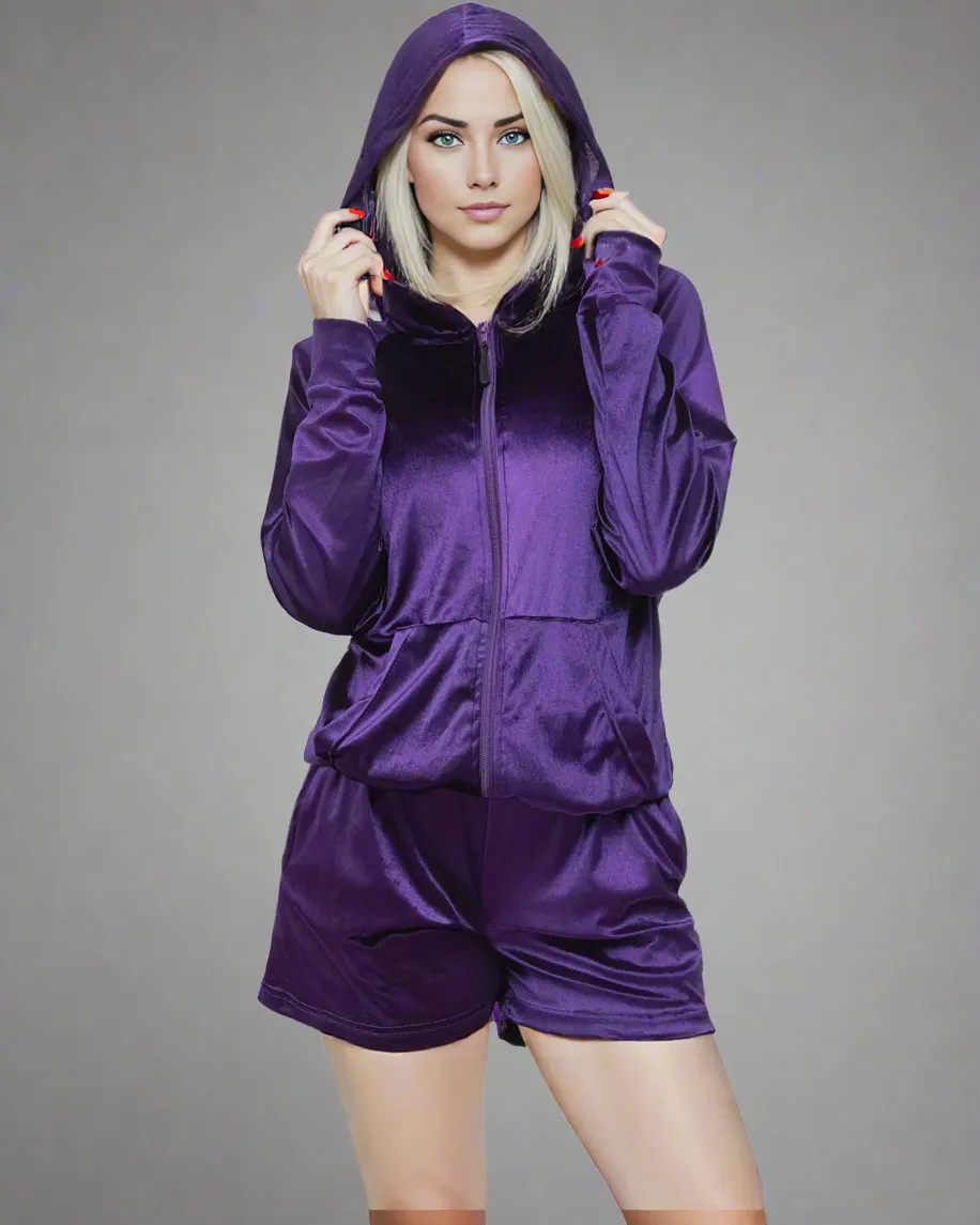 Women's Valvet Hoodie & Shorts Set