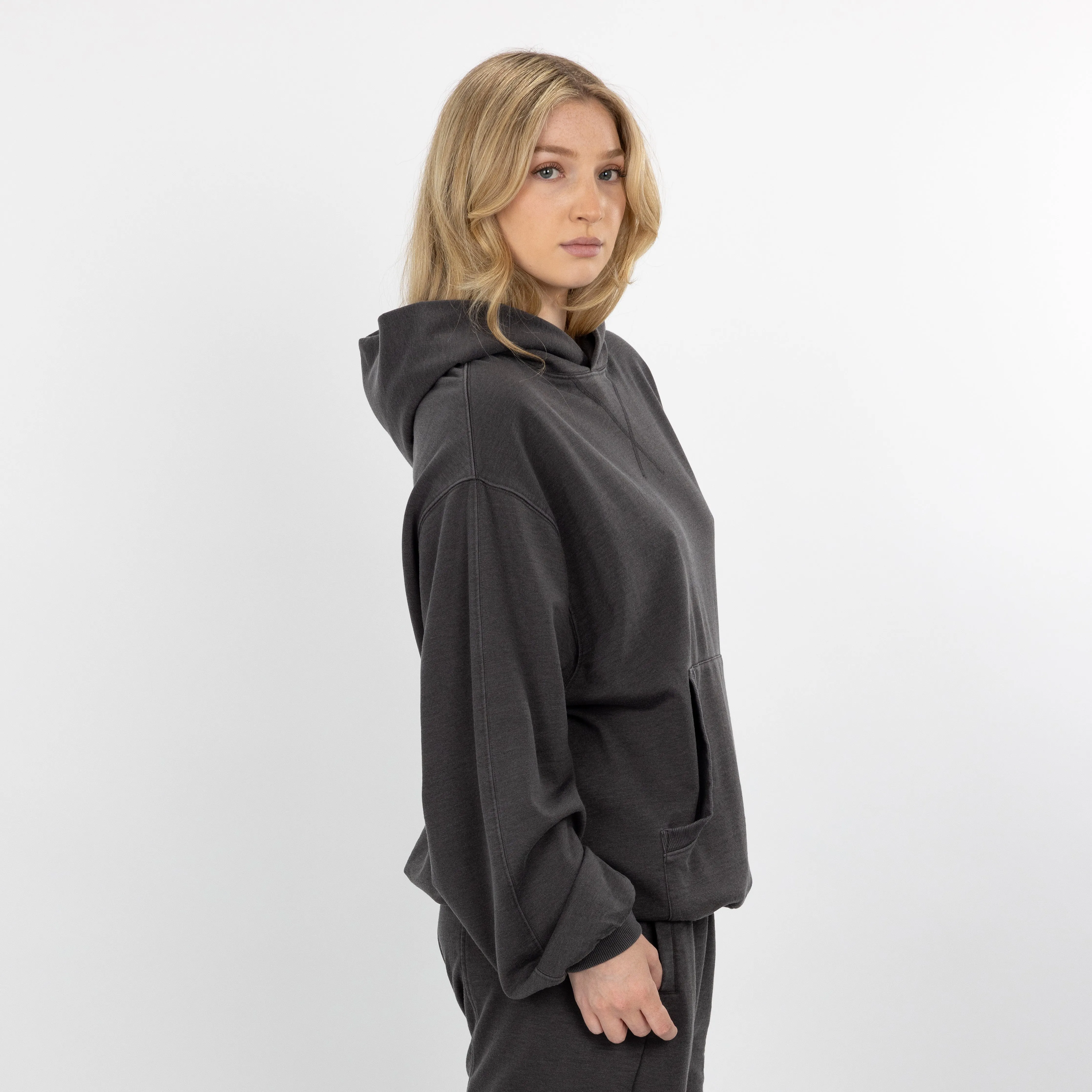 Womens Washed Oversized Hoodie - Pirate Black