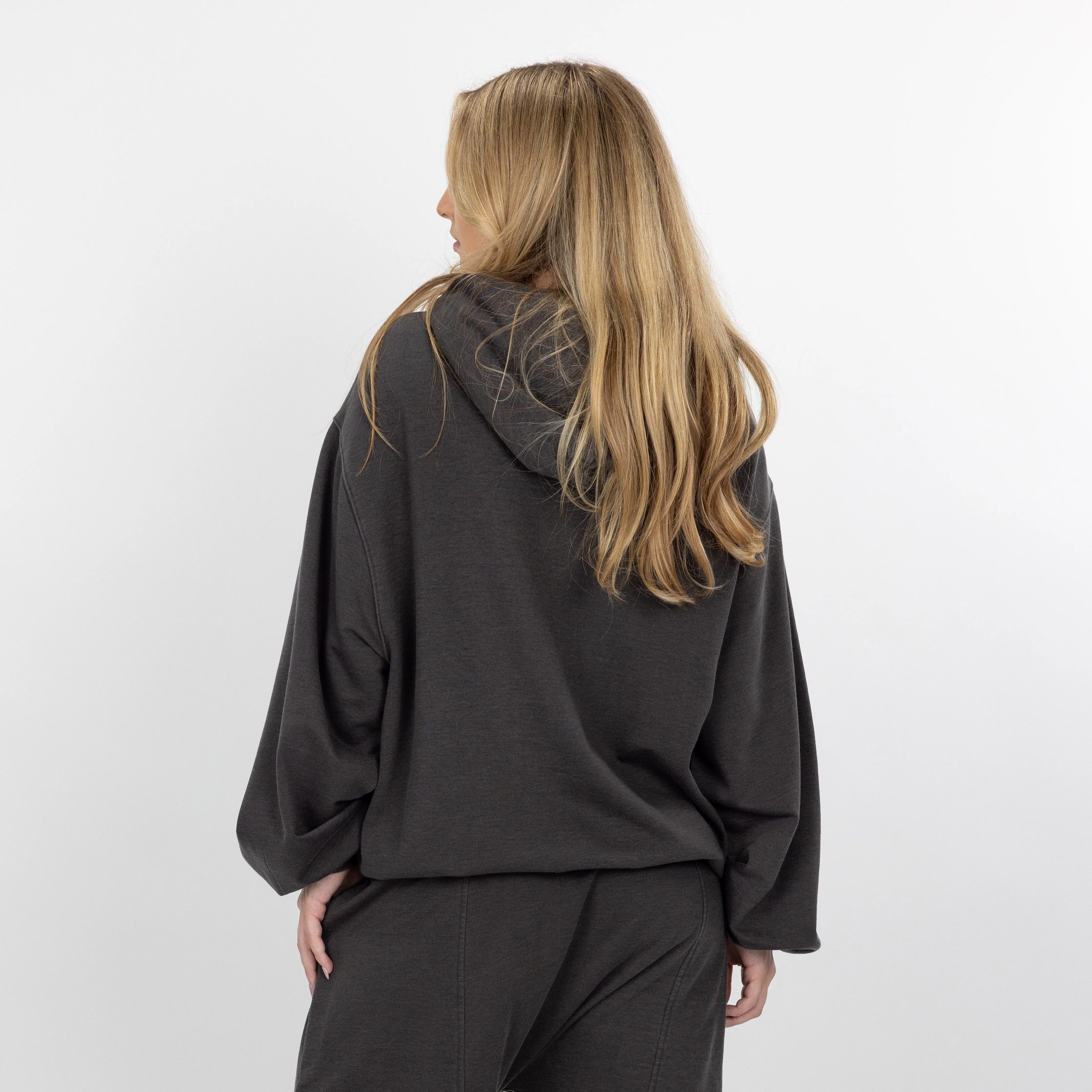 Womens Washed Oversized Hoodie - Pirate Black
