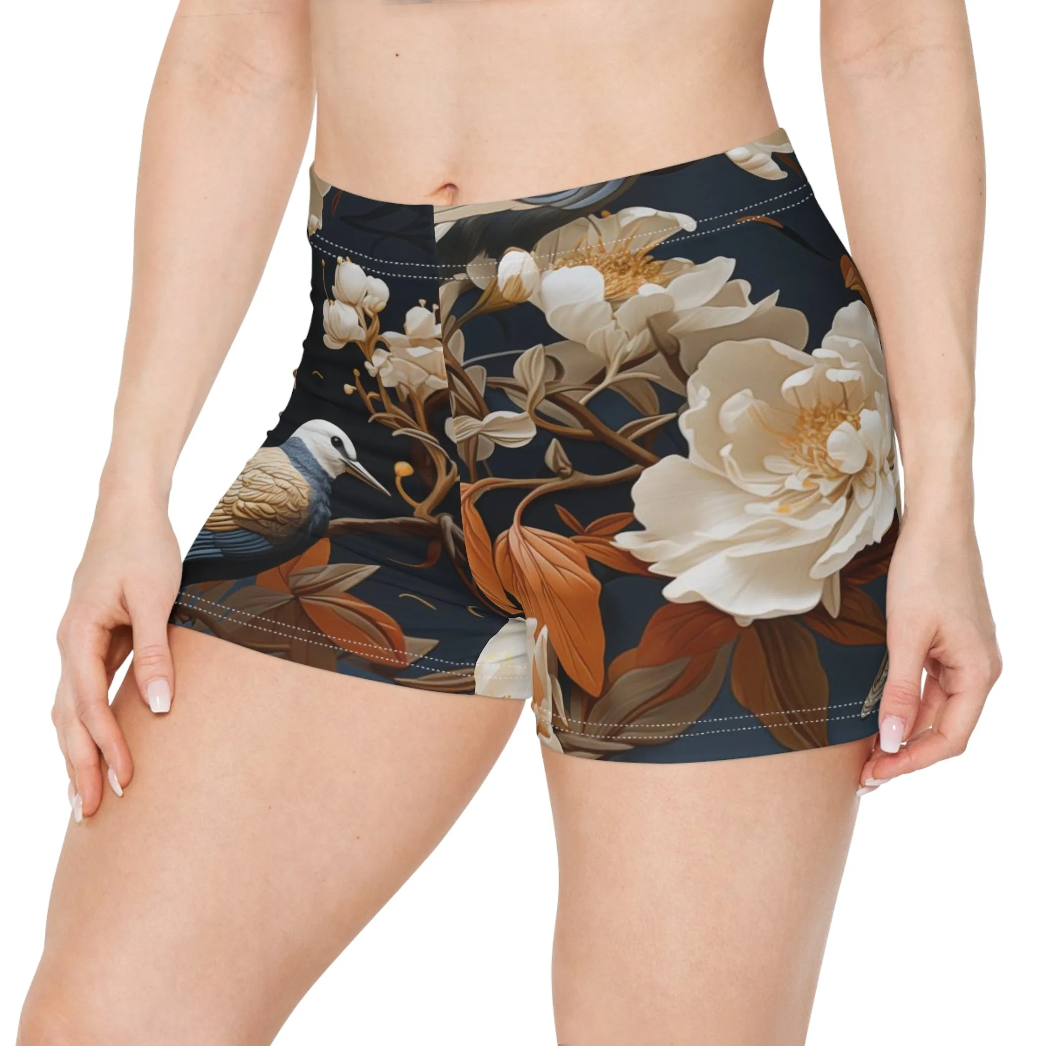 Workout Shorts - Madalena Makarasana Chinoiserie