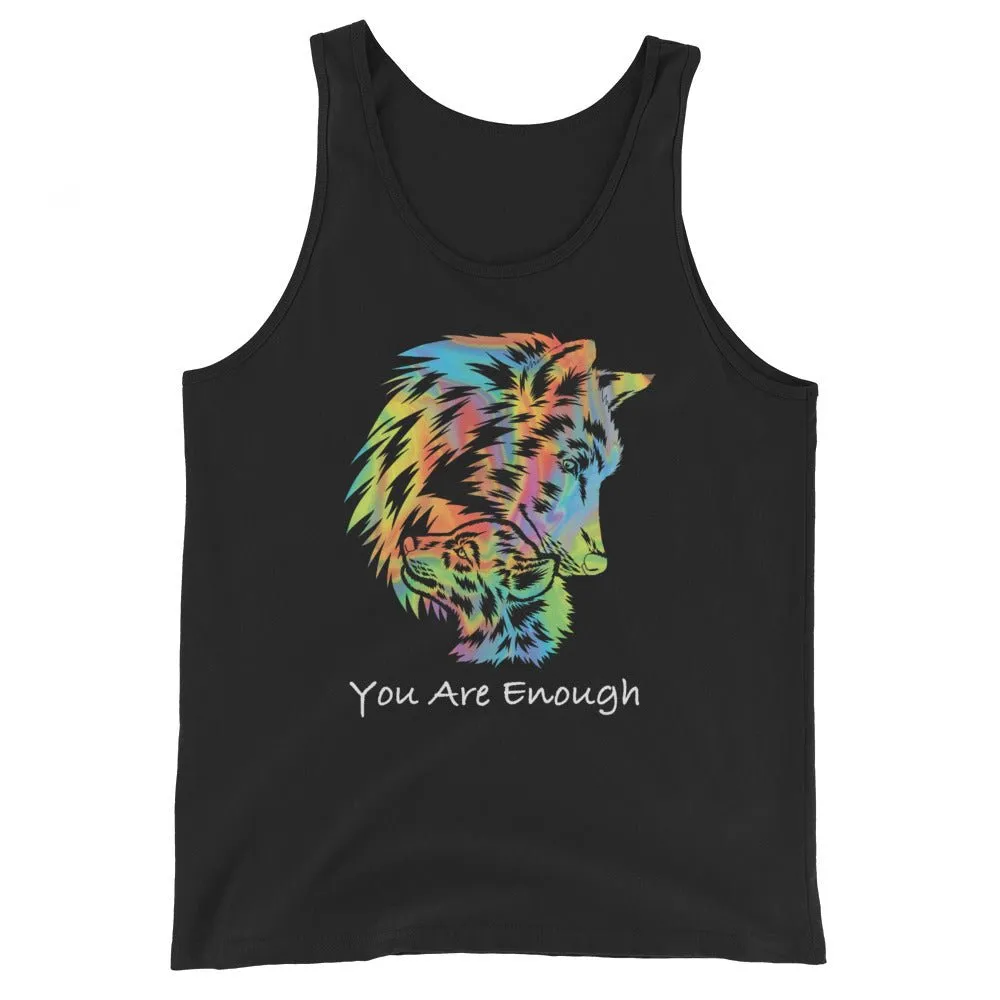YOU ARE ENOUGH WOLF and BABY Inspirational Custom Graphic Tank for Men
