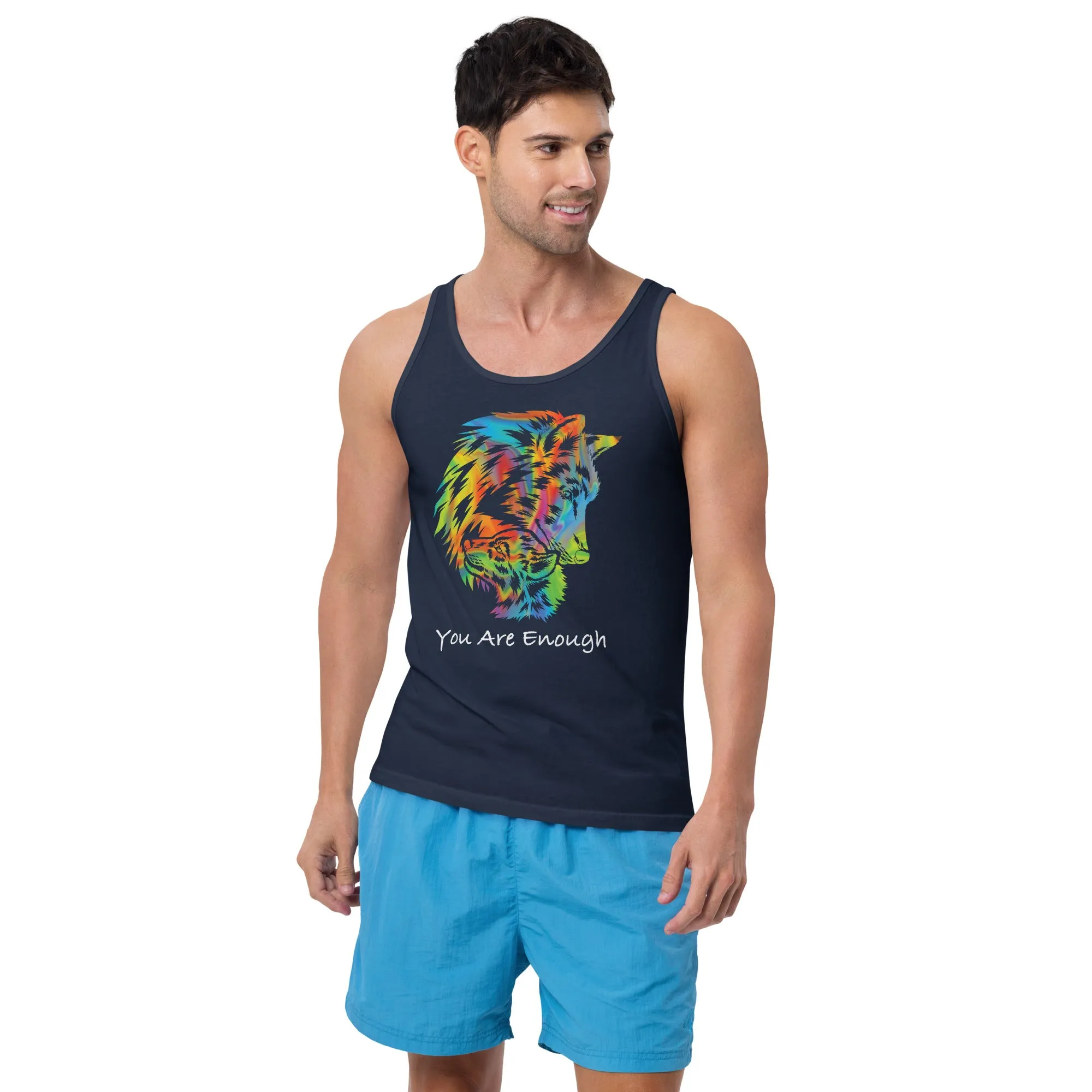 YOU ARE ENOUGH WOLF and BABY Inspirational Custom Graphic Tank for Men