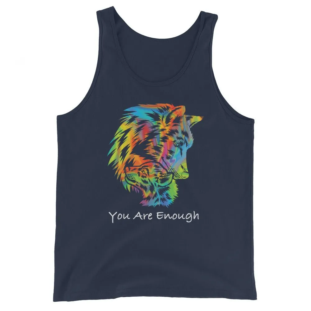 YOU ARE ENOUGH WOLF and BABY Inspirational Custom Graphic Tank for Men