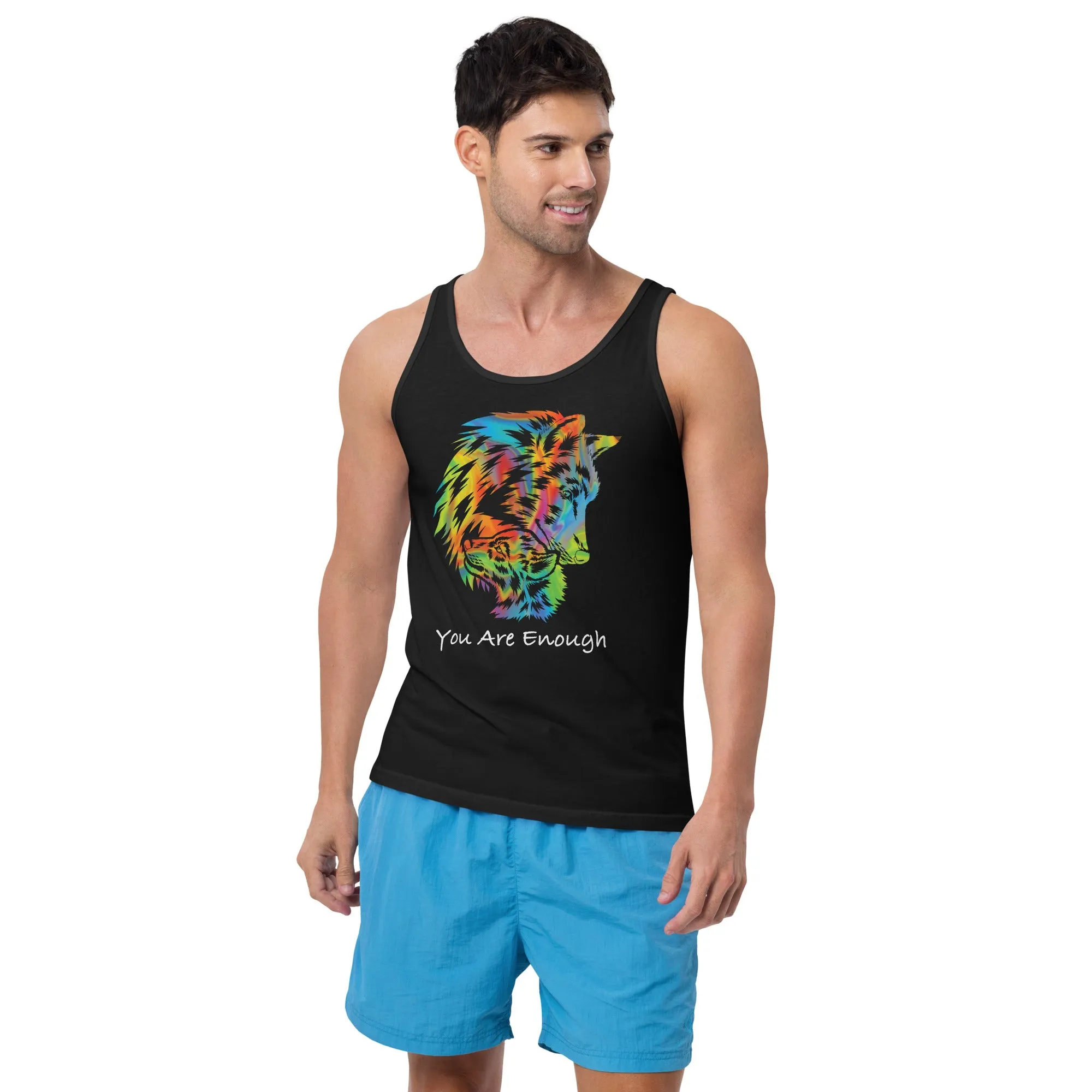 YOU ARE ENOUGH WOLF and BABY Inspirational Custom Graphic Tank for Men