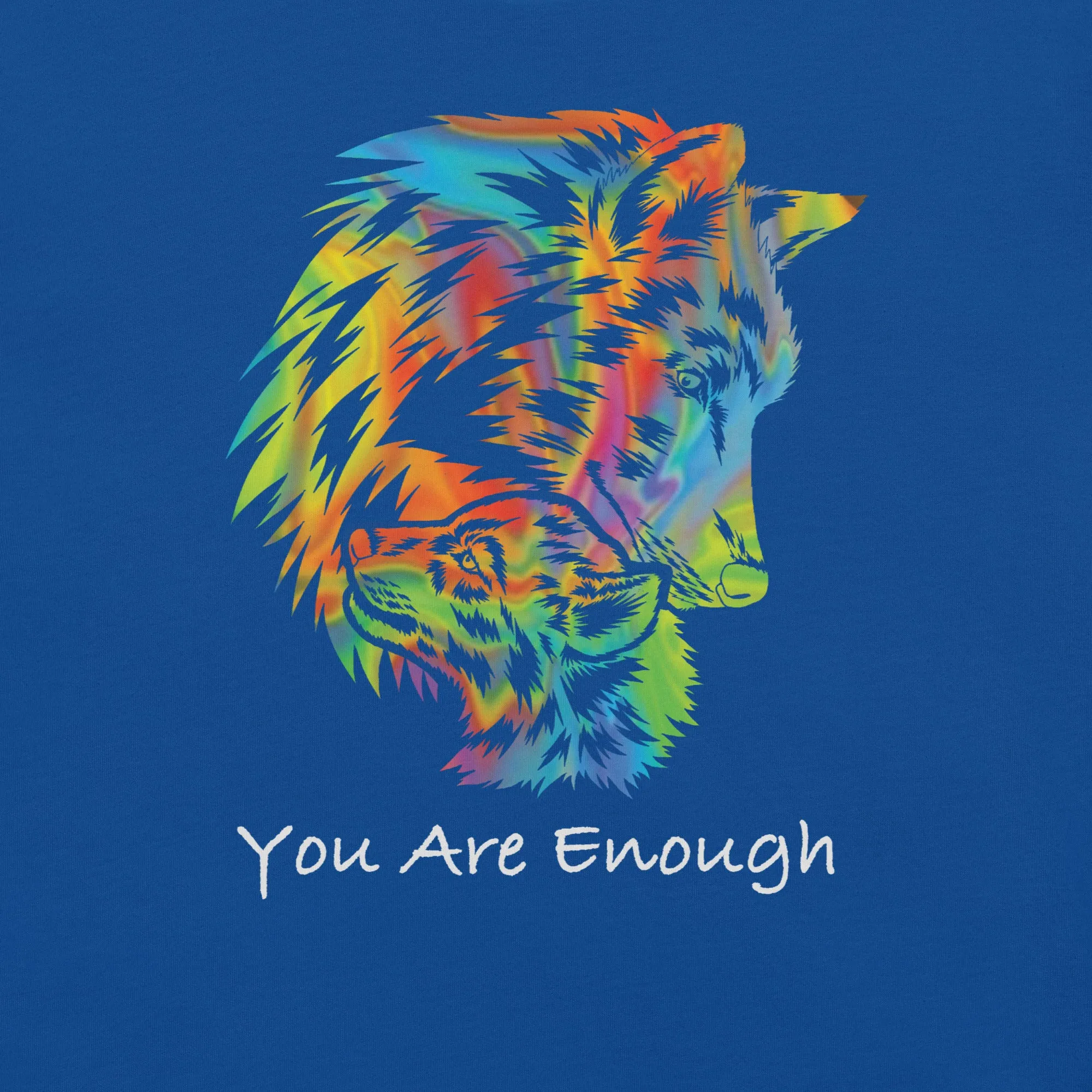 YOU ARE ENOUGH WOLF and BABY Inspirational Custom Graphic Tank for Men