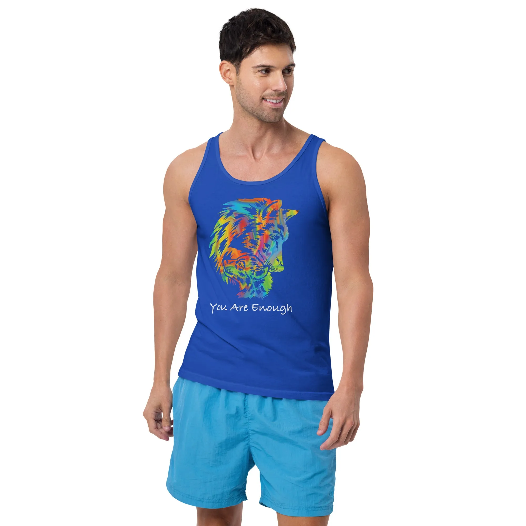 YOU ARE ENOUGH WOLF and BABY Inspirational Custom Graphic Tank for Men