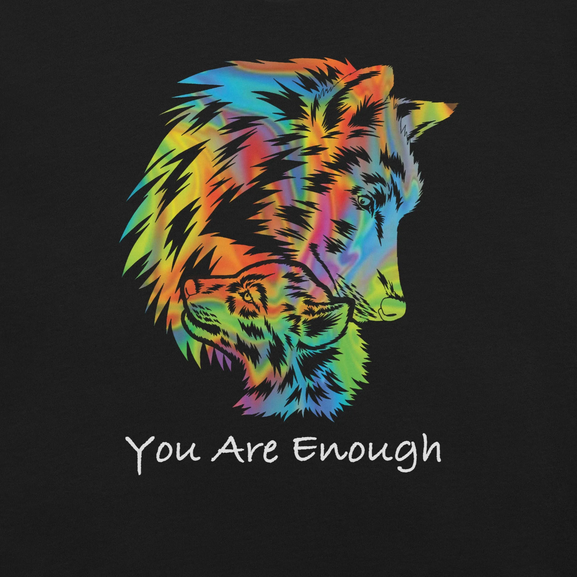 YOU ARE ENOUGH WOLF and BABY Inspirational Custom Graphic Tank for Men