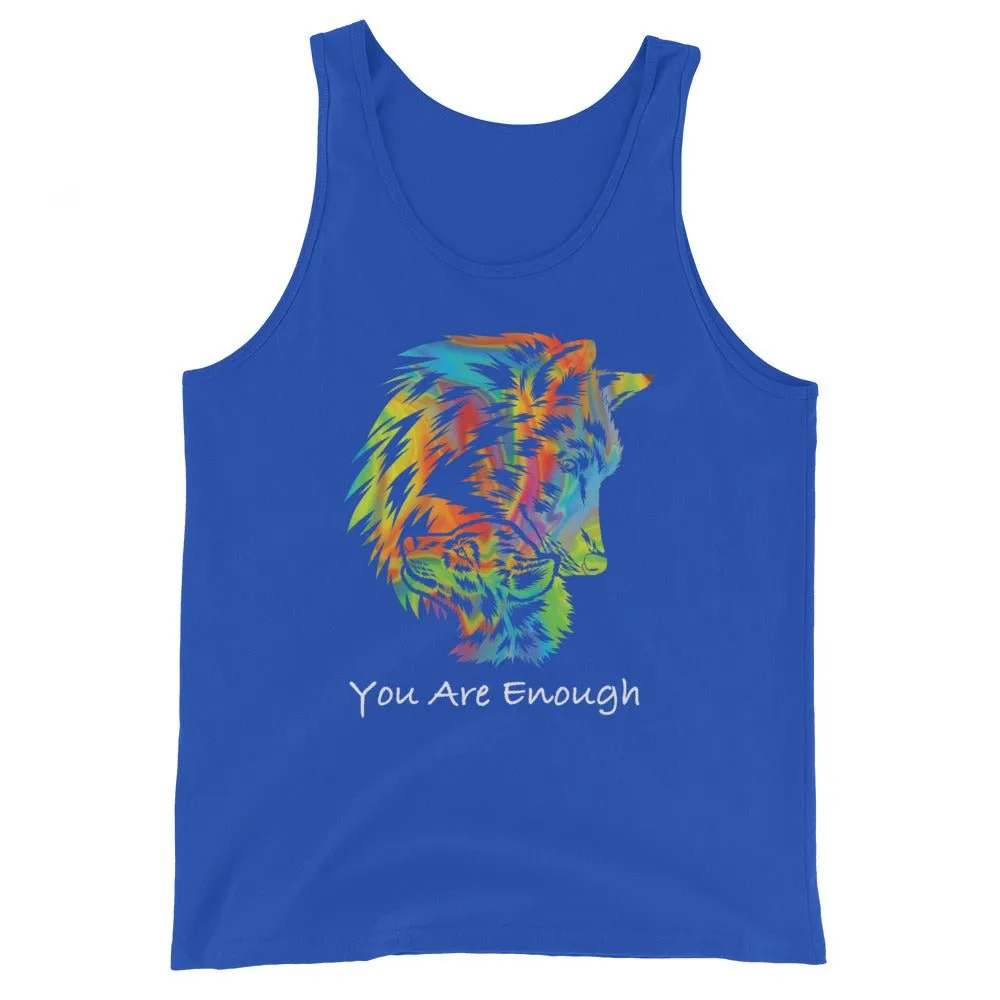 YOU ARE ENOUGH WOLF and BABY Inspirational Custom Graphic Tank for Men