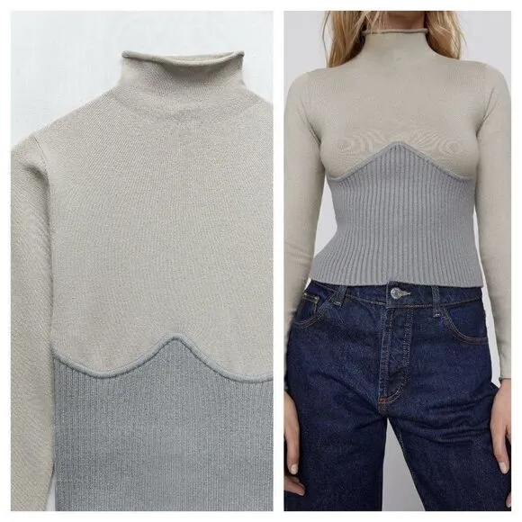ZARA COMBINATION CONTOUR SWEATER TURTLENECK