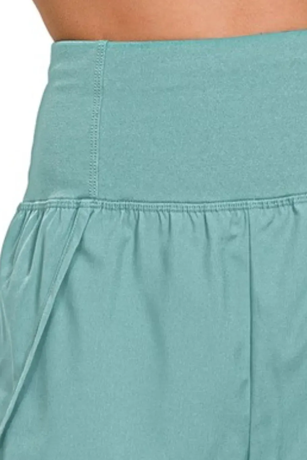 Zenana High Waisted Zippered Back Pocket Running Shorts