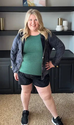 Zenana Windbreaker Smocked Running Shorts